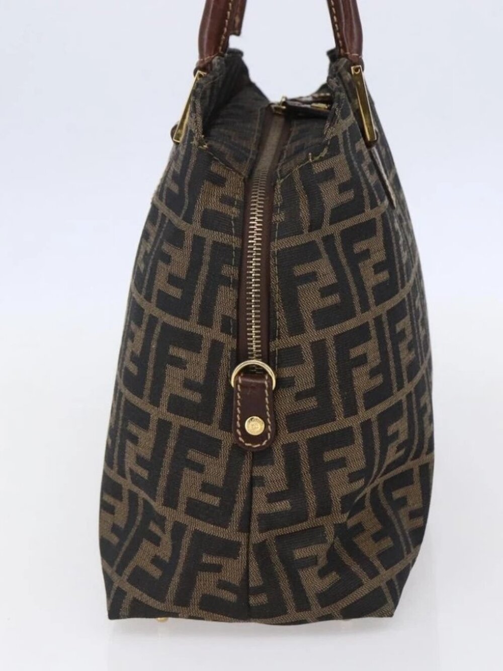 FENDI Zucca Canvas Mamma Baguette Hand Bag Black Brown Silver - Picture 4 of 16